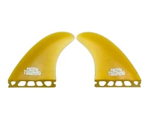 Pacific Vibrations Longboard surfboard Fins 4.6" Yellow Side bites Fits Futures 