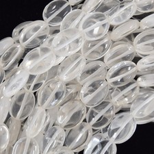 14mm clear crystal quartz flat oval beads 15.5" strand