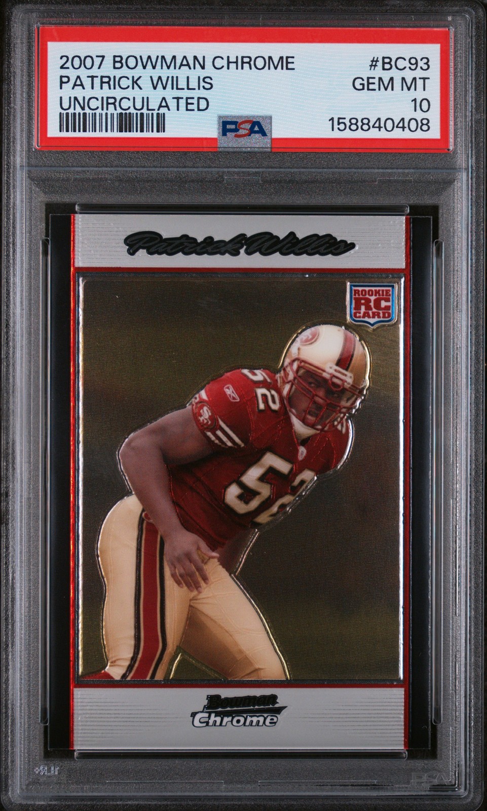 2007 BOWMAN CHROME UNCIRCULATED #BC93 PATRICK WILLIS ROOKIE RC 481/1079 PSA 10
