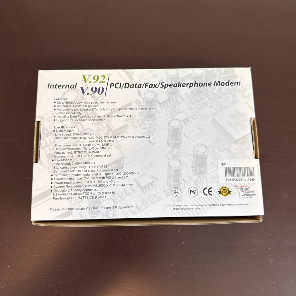 INTEL MODEM CHIPSET INTERNAL V.92 & V.90 PCI/Data/Speakerphone Modem New in Box - Image 2 of 4