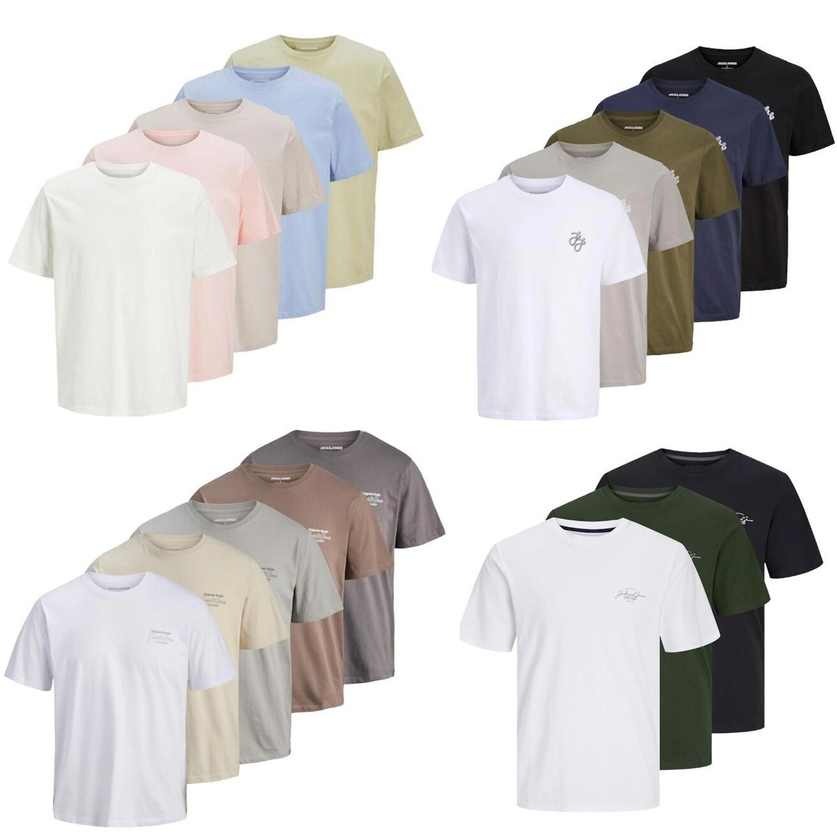 Jack & Jones Men's 3-Pack Cotton T-Shirts - Plain Logo, Regular Fit (S-2XL) 10 thumbnail image