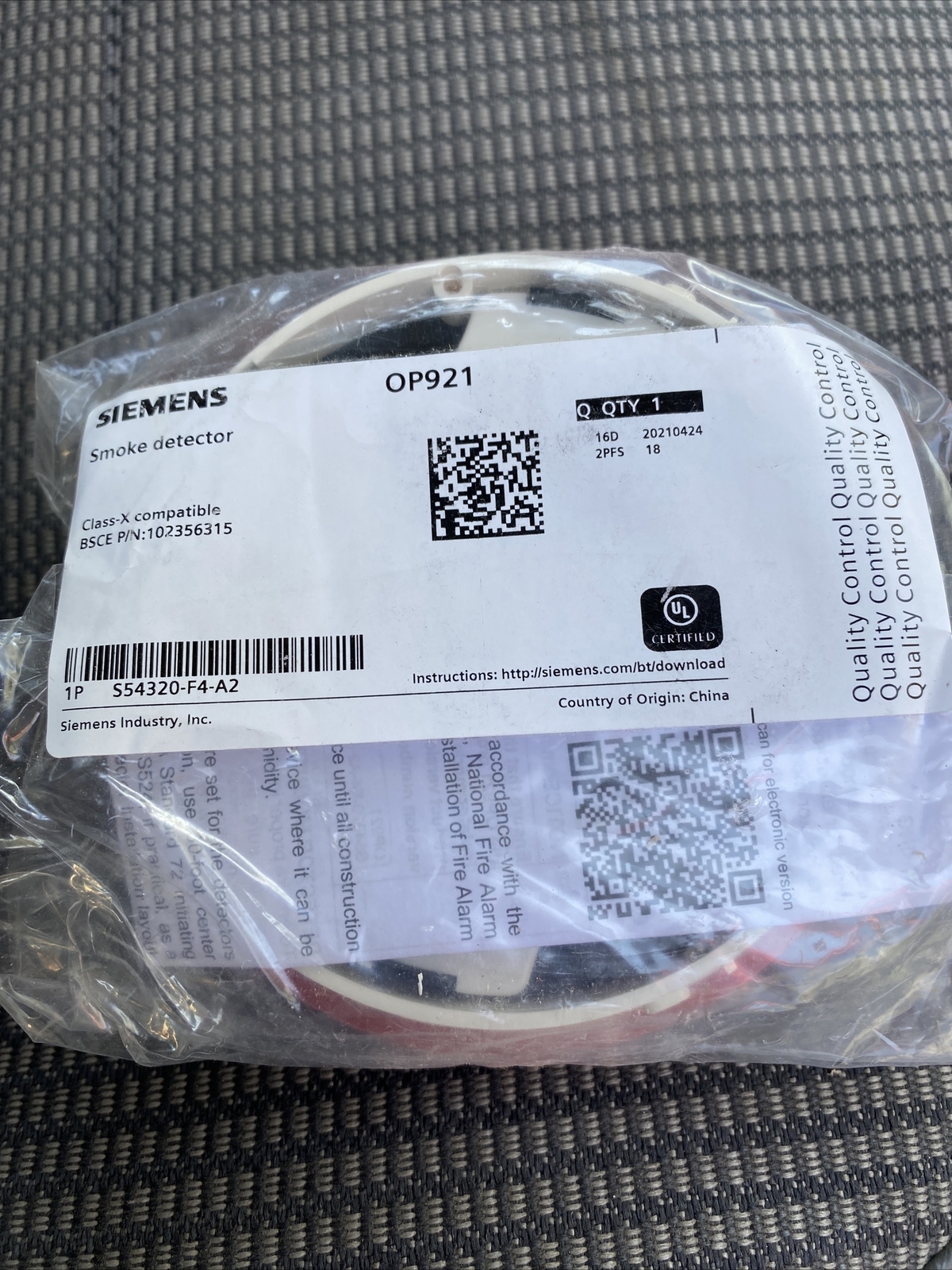 NEW SIEMENS OP921 FIRE ALARM ADDRESSABLE Grelly USA