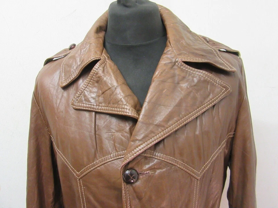 ВИНТАЖНЫЙ 70-Х КУПЕР США КОЖАНАЯ КУРТКА РАЗМЕР UKS, STARKY И КЛАТЧ СТИЛЬ + ПОДКЛАДКА - Изображение 3 из 4