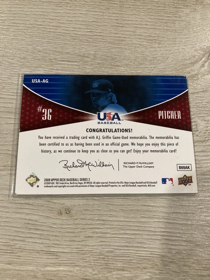 2009 Upper Deck - USA National Team Game Jersey Autographs #USA-AG A.J. Griffin - Image 2 of 2