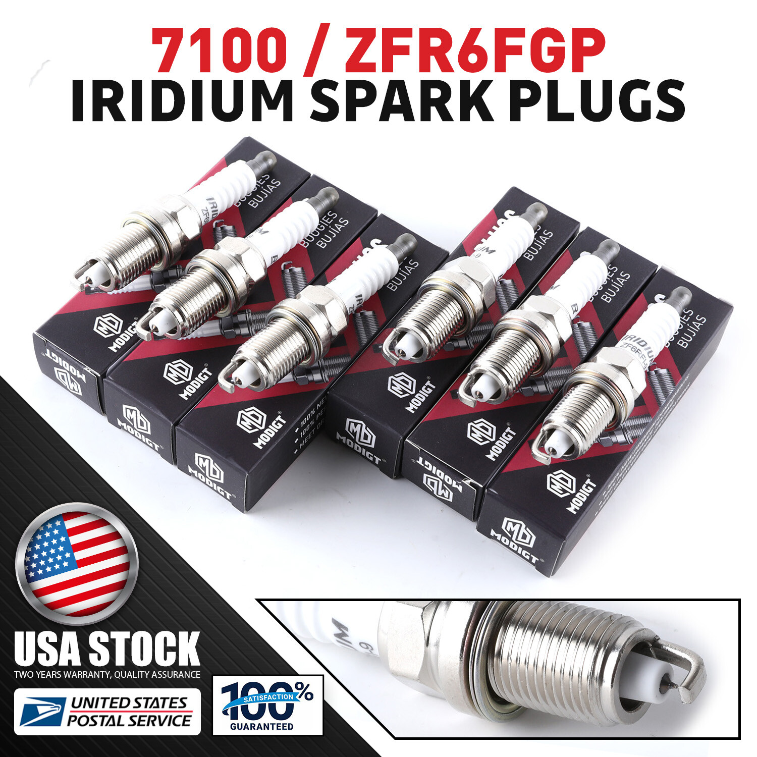Genuine 6PCS #ZFR6FGP Iridium Spark Plugs Fit NGK 7100 For Dodge Jeep 3.7L V6