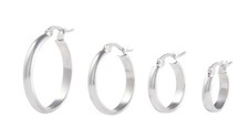 1 Pair Stainless Steel Silver Hoop Earring , 15mm,18mm,22mm,28mm