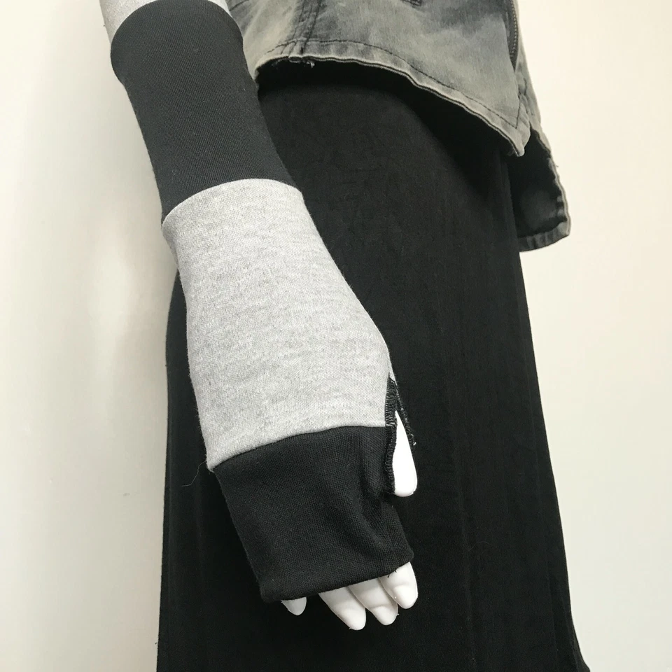 Guantes Largas a Rayas Gris Calentadores de Manos Calentadores de Brazos Negros Retazos Calentadores de Brazos Hombres Foto 4 de 4