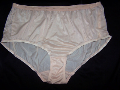 BALI Full Size Slippery Sheer Beige Granny Panties Size 14