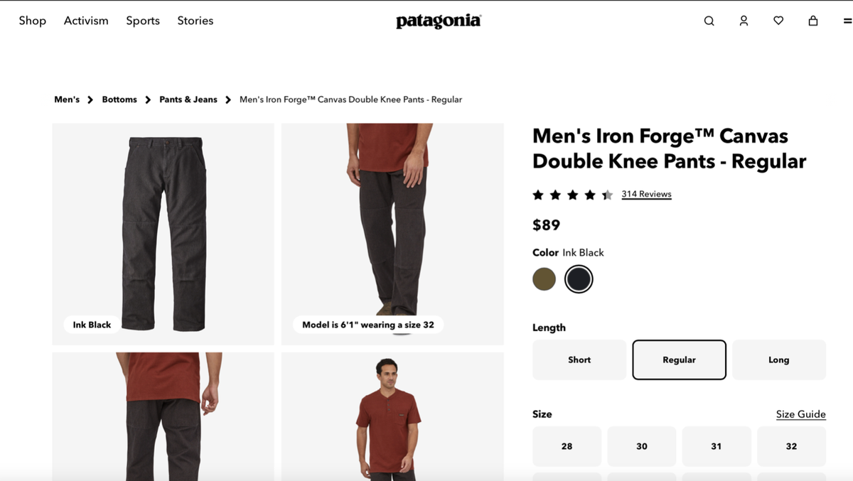 PATAGONIA Iron Forge Hemp Canvas Double Knee Pants Ink Black PATAGONIA Iron Forge Hemp Canvas Double Knee Pants Ink Black