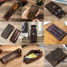 Genuine Leather 2/3/5 Slots Pen Holder Case Fountain Pen sleeve Organizer Bag