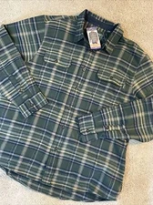 NWT Men’s XXL Woolrich Green Brawny Flannel Shirt Shacket Dusty Olive Plaid