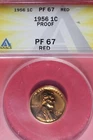 1956 ANACS 1C PF67 RED LINCOLN WHEAT CENT #B48435