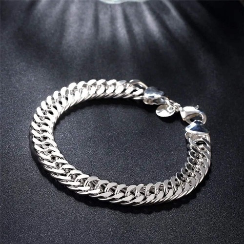 Sterling Silver Square Chain Bracelet for Women & Men Wedding Gift - Picture 2 of 30