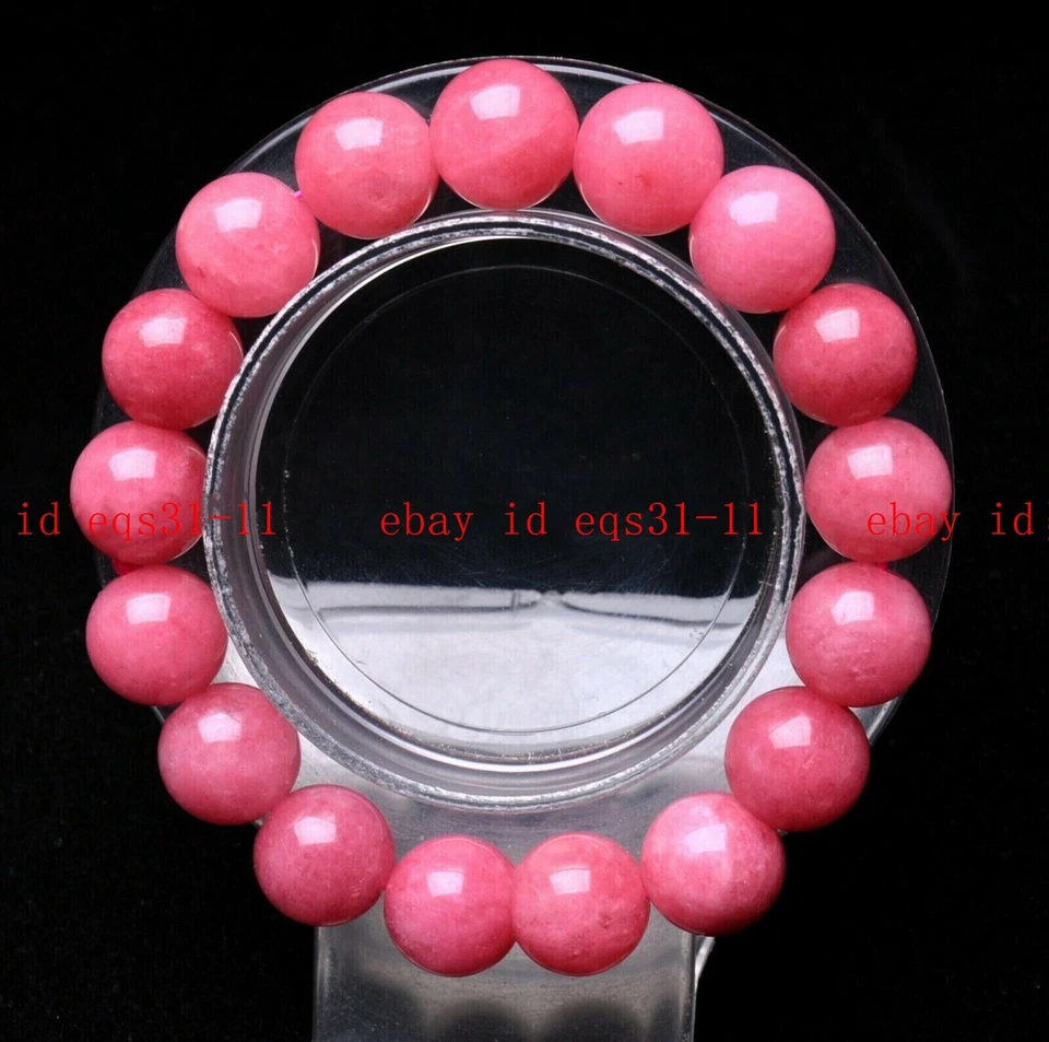 Bezauberndes 12 mm Rosa Rhodochrosit Runde Edelstein Perlen Elastisches Armband 7,5" AAA+