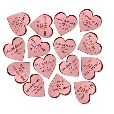 HOWSON LONDON Personalised Acrylic Heart Tokens Wedding Favours for Guests Love Heart Decors