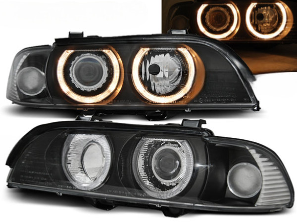 Paar Frontscheinwerfer BMW 5Er E39 95-00 Xenon Angel Eyes Schwarz-image