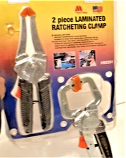 2 Laminated Ratcheting Clamps one Spring , 8'' & 9"' L NEW