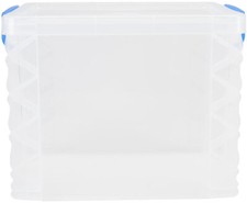 Storage Studios Super Stacker File Box-14.5"X10.5"X11.25" Clear/Blue Handles