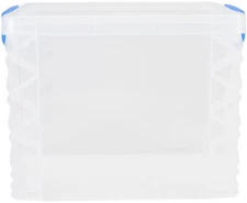Storage Studios Super Stacker File Box-14.5"X10.5"X11.25" Clear/Blue Handles