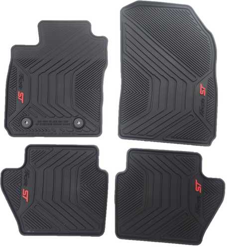 OEM NEW 14-19 Ford Fiesta ST All Weather Rubber Floor Mats BLACK w/Red ...