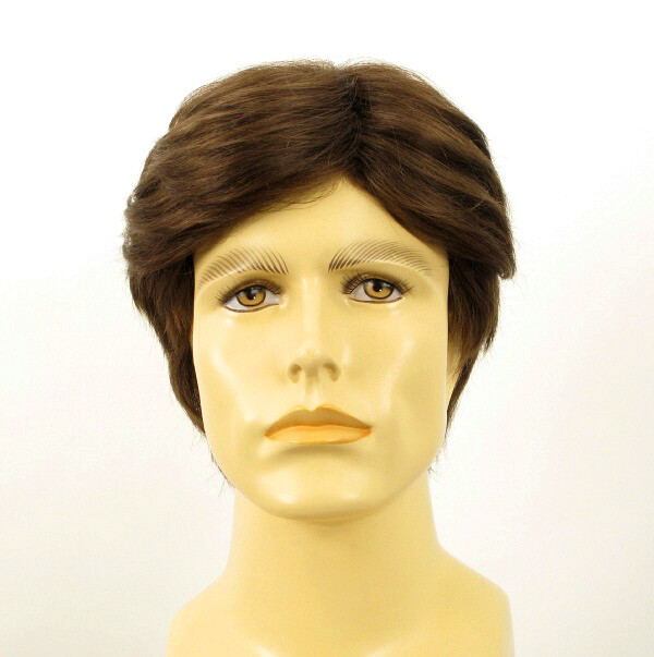 Perruque cheveux naturels homme Bernard 8 châtain clair à fixation invisible