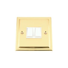 10 Amp Double Light Switch 2 Gang 2 Way Polished Brass (Gold Effect) Victorian