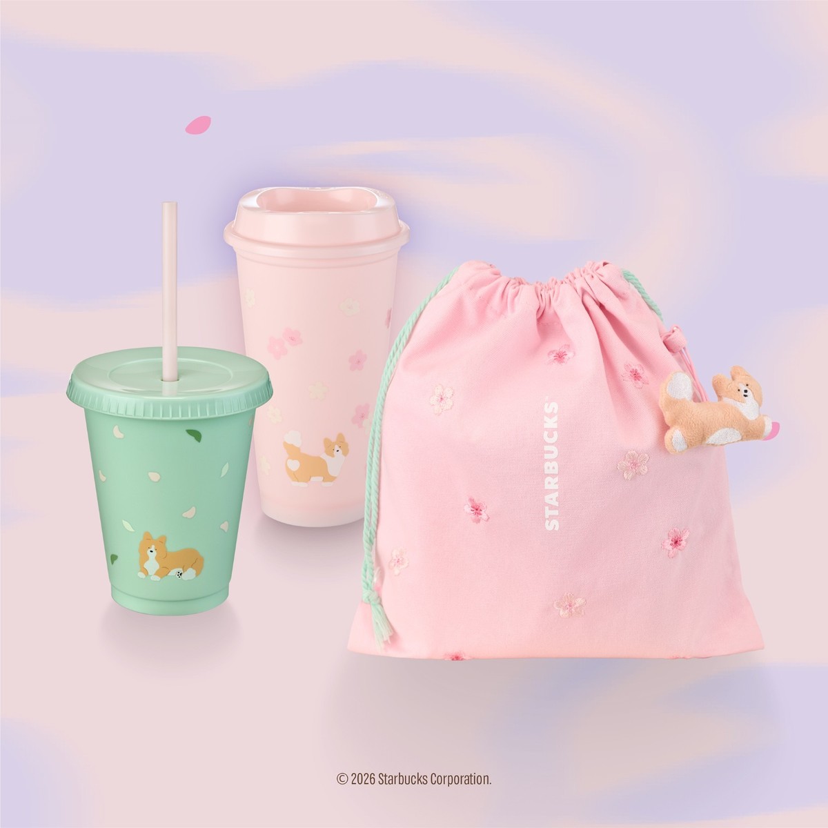 Starbucks Cherry Blossom Sakura 2026 Corgi Mug Cup Tumbler