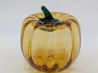 Blenko Amber Golden Glass Pumpkin Hand Blown Paperweight Fruits and Vegetables