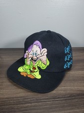 Vintage 1990's Disney Dopey Hat Adult Size Black Snapback Cap Goofy's Hat Co