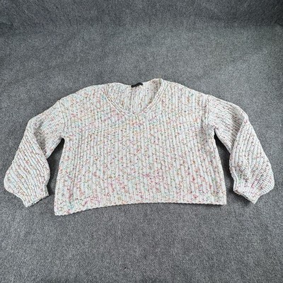 Love Ellie Sweater Womens XXL White Multicolor Chenille Cottagecore Cozy Boho