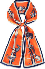 Satin Scarf Mulberry Silk Printed Head Wrap Hair Band 7"" X 59""