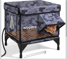 Wagstro Heated Cat House Outdoor Insulated Weatherproof 17x12x13 NIB Camo Black
