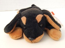 Ty Beanie Babies 'Doby' The Doberman  1996  w/Damaged Hang Tag/Faded Tush Tag