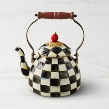 Mackenzie Childs New Courtly Check Black White 2 Quart Tea Kettle Teapot