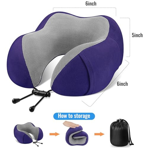 Premium Memory Foam Travel Pillow for Neck Support & Comfort