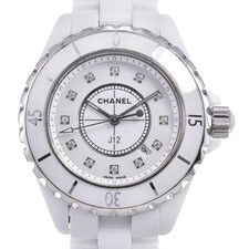 Chanel H1628 J12 White Ceramic 12P Diamond Quartz Ladies Watch Women's #AOHW1817