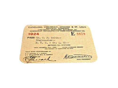 1924 BIG FOUR NYC NEW YORK CENTRAL EMPLOYEE PASS #8879