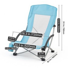 Folding Beach Chair with High Back, Portable Camping Chair for Adults
