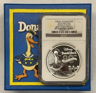 2014 Niue Donald Duck 80th Anniversary Silver Coin NGC PF70 UCAM
