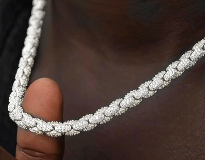 4CT Lab Created Diamond Reptile Snake Chain Miami Box Clasp Cuban Link Chain Men