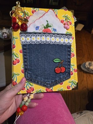 Fabric covered Cherry And Jean Pocket Junk Journal US Shipping Only