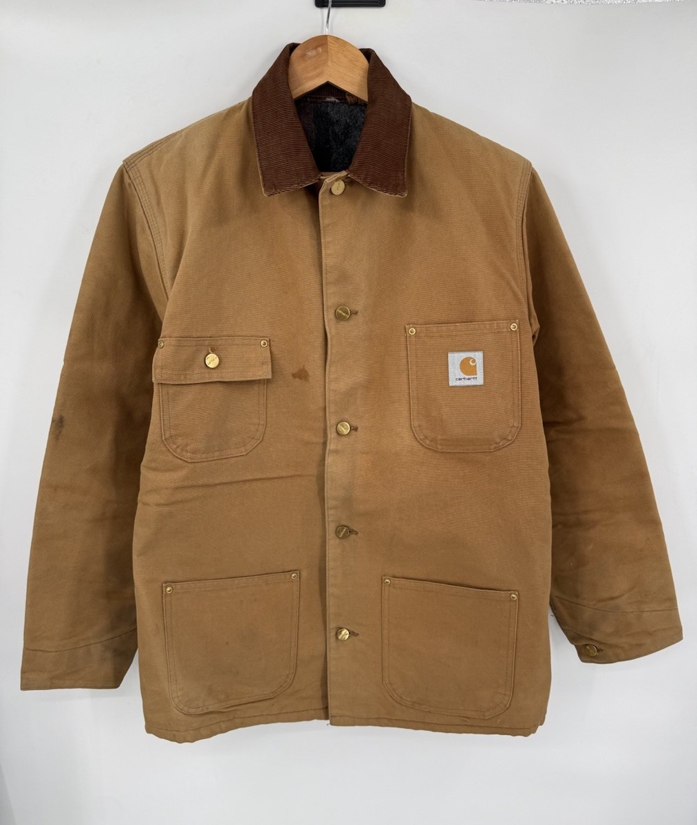 Vintage 90s Carhartt Michigan Chore Blanket Lined Jacket C01BRN