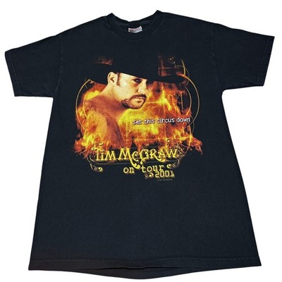Vintage Tim McGraw 2001 Set This Circus Down Tour Shirt Size Medium Black Hanes