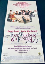 FOUR WEDDINGS AND A FUNERAL  original poster BRITISH CLASSIC-HUGH GRANT