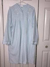 Miss Elaine women snap front robe house coat powder blue sz XL