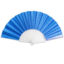 Royal Blue Glitter Small Hand Fan Line Dance Boots on The Ground Folding Fan