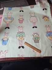 Daisy Kingdom Happy Spring Applique Bunny Cotton Quilt Fabric 44" x 44"