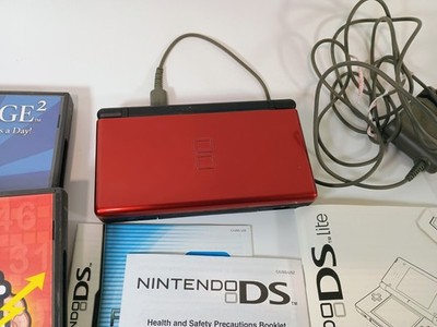 Nintendo 2DS Lite Red with Brain games, stylus, charger, manual