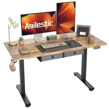Height Adjustable Desk with 2 Drawers, 55 x 24 Inches Electric Standing Desk,...