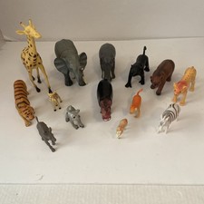 Safari Jungle Animals African Safari Lot of 14 Hard Plastic Toys 3"-7  